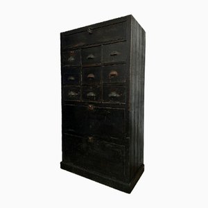 Vintage Industrial English Ebonized Pine Chest of Drawers, 1930