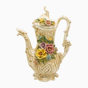 Antique Italian Decorative Floral Encrusted Ewer, 1920s