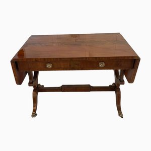Tavolino da divano antico Giorgio III in mogano intarsiato, inizio XIX secolo