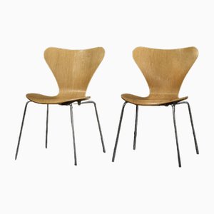 Mid-Century Danish Modern Butterfly Series 7 Dining Chairs by Arne Jacobsen for Fritz Hansen, 1970s, Set of 2