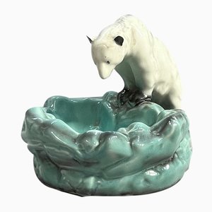 Posacenere in ceramica con orso polare, anni '50