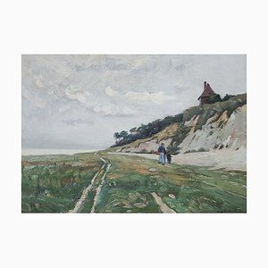 Elisa Berlincourt, Promenade en bord du lac, Oil on Canvas