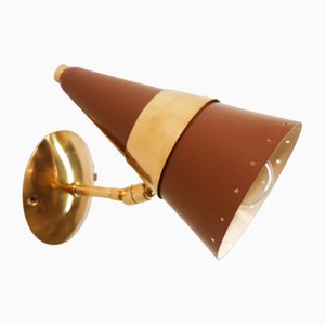 Maroon and Golden Adjustable Cone Wall Lamp