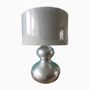 Large Brushed Steel Lamp, France, 1970s