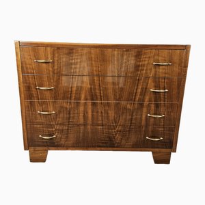 Dresser in Walnut with Four Drawers and Brass Handles, 1950s