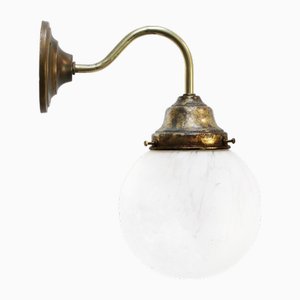 French White Marble, Opaline Glass & Brass Sconce