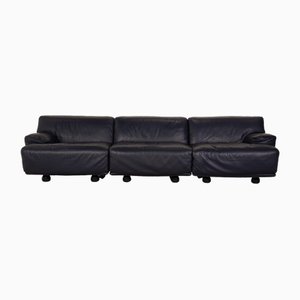 Fiandra 3-Seater Sofa in Dark Blue Leather from Cassina