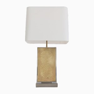 Postmodern Brass Etched Table Lamp by Roger Vanhevel, 1970s