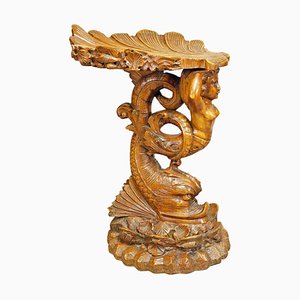 Antique Venetian Carved Grotto Stool, 1890s