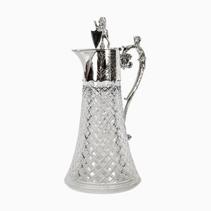 Antique Victorian Silver Plated and Cut Crystal Claret Jug, 19th Century