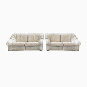 Ledersofas mit abnehmbarem zentralem Ecktisch, 1970, 2er Set