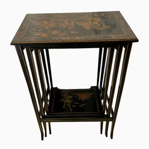 Antique Chinoiserie Decorated Nesting Tables, 1920, Set of 3