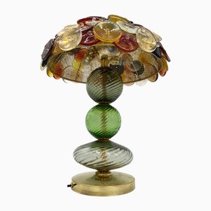 Lámpara de mesa vintage de cristal de Murano, años 70