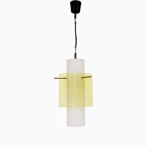 Italian Ceiling Lamp in Glass and Yellow Acrylic Glass, 1960s