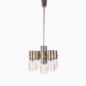 Ceiling Light in Metal and Glass by Gaetano Sciolari, 1970s