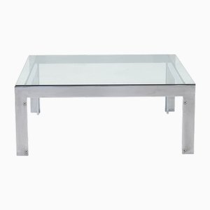 Steel and Glass Coffee Table by Alberto Rosselli for Saporiti, 1970s
