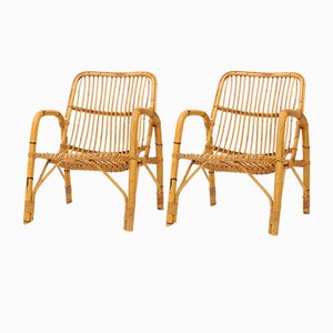 527 Rattan Armchair by Werther Toffoloni and Piero Palange for Gervasoni, 1950s, Set of 2