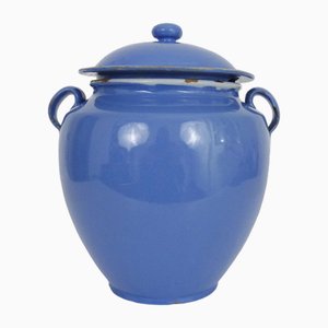 Pot Vintage avec Vernisse Bleu