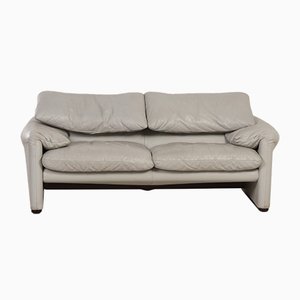 Canapé Maralunga Deux Places en Cuir par Vico Magistretti pour Cassina, 1970s