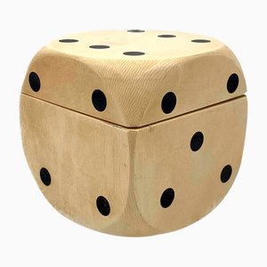 Modern Dice-Shaped Parchment Cigarette Box, Italy, 1950s