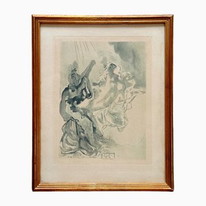 Salvador Dali, Divine Comedy Paradise #5, Gravure sur Bois en Couleur, 1960, Encadré