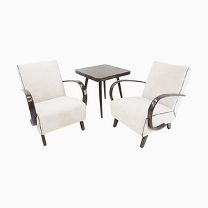 Armchairs with Table by Jindrich Halabala, Czechoslovakia, 1950s, Set of 2