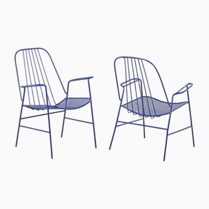 Openwork Iron Armchairs, 1960s, Set of 2