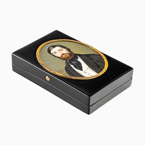 Napoleon III Box with Hand-Painted Medallion of 19th Century Man