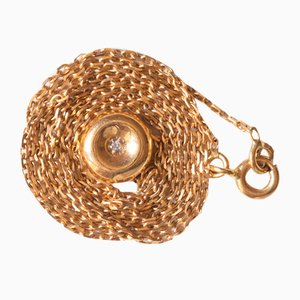 Vintage 18k Yellow Gold Light Point Necklace with Huit-Huit Cut Diamond, 1970s