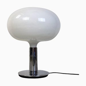 Modern Italian Steel and Glass Am/as Table Lamp attributed to Albini and Helg for Sirrah, 1970s