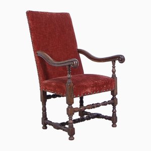 Fauteuil Trône Antique en Noyer