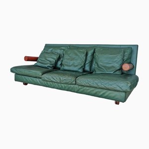 Green Leather Sofa by Antonio Citterio for B&B Italia, 1980s