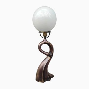 Lámpara de mesa Swan Art Déco de latón, años 20