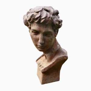 Verwitterte Gusseisen Statue von Michelangelos David, 1960er