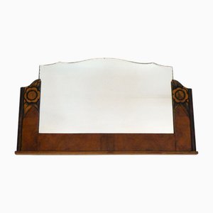 Miroir Art Déco en Bois Sculpté et Coupe Miroir Biseauté, 1940s