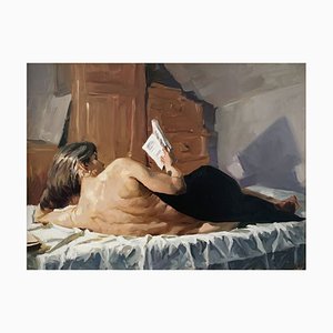 Janusz Szpyt, A Reading One, 2023, Öl auf Leinwand