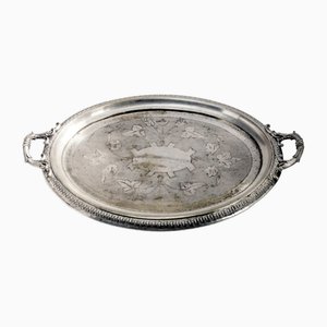 Antique Polish Oval Guilloshed Tray from Jarra, 1890s