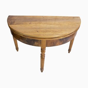 Mesa plegable Demi Lune Biedermeier de nogal, siglo XIX