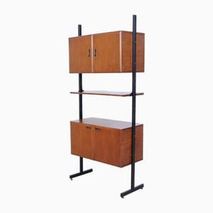 Vintage Iron and Wooden Bookcase, 1950s