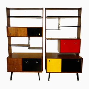 Wall Unit Room Divider Librenzas in Tola Mahogany with Brass Hardware by Ernest Gomme for G-Plan, 1960s, Set of 2