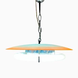 Space Age Italian Chandelier in Chrome & Murano Glass by Osram for Lightolier, Italy, 1950s