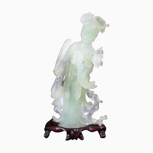 Large Mid-20th Century Geisha in Carved Jade