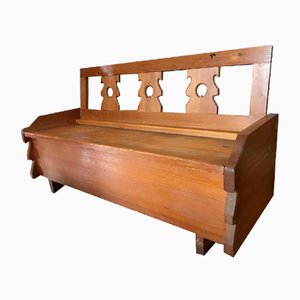 Wooden Massive Folding Bench with Chest, 1950s.