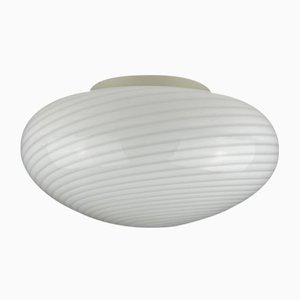 Weiße Swirl Deckenlampe aus Muranoglas Vetry Murano 022 von Venini, Italy ,1970er