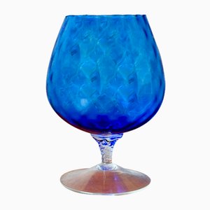 Tazza blu in vetro sfaccettato Empoli, anni '70