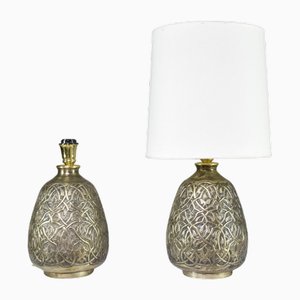 Art Deco Hand-Engraved Silvered Table Lamps, 1930s, Set of 2