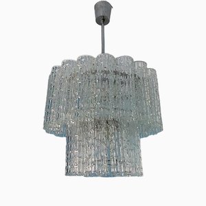 Lámpara de araña de cristal de Murano atribuida a Toni Zuccheri para Venini, años 70