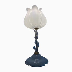 Mid-Century Tischlampe aus Muranoglas mit Blumenmuster, 1980er
