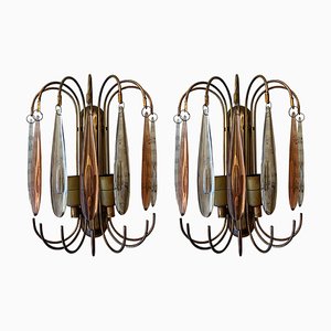 Murano Glass Wall Lights in the style of Paolo Venini, 1950s, Set of 2