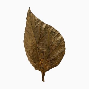 Large Rhubarb Leaf Brass Wall Light attributed to Tommaso Barbi, 1970s